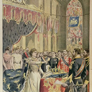 Oath of Constitution of Queen Wilhelmina (1880-1962) at the Nieuwe Kerk (New Church