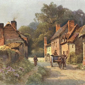 Old Cottages, Fownhope (colour litho)