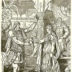 Old Denish Types--Beowulf and Methorn (engraving)