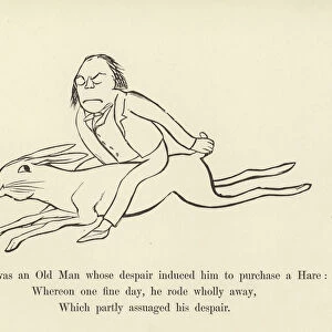 There was an Old Man, whose despair induced him to purchase a Hare (litho)