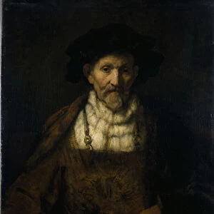 An old man in fanciful costume (oil on canvas)