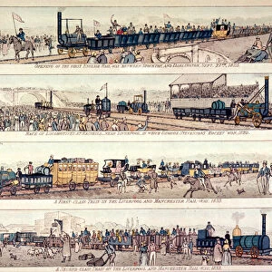The opening of the Stockton and Darlington railroad, 1825; Locomotive race at Rainhill