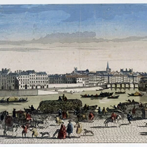 Optical view of Paris: the bridge of the Archeveche, 18th century, city of Paris
