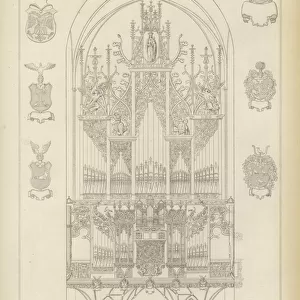 Organ of the Church of St Mary, Lubeck, Germany (engraving)