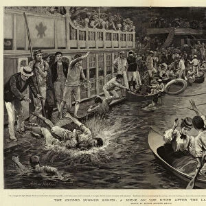 The Oxford Summer Eights, A Scene on the River after the Last Evenings Racing (engraving)