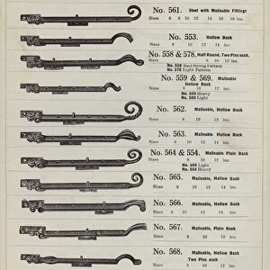 Page from metalwork catalogue: Window casement stays (litho)