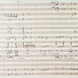 Page of musical score of Le Comte Ory with handwritten corrections by Gioacchino Rossini