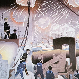 Painting of the Battle of the Yalu River on September, 1894 during the Sino-Japanese War