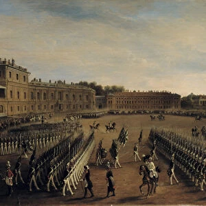 Parade at the time of Emperor Paul I (1754-1801) 1847 (oil on canvas)