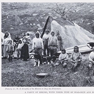 A Party of Eskimo, with their Tent of Seal-Skin and Bear-Skin (b / w photo)