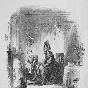 Paul and Mrs. Pipchin, illustration from Dombey and Son by Charles Dickens