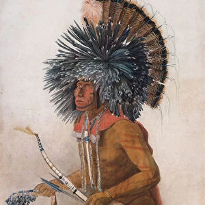 Pehriska-Ruhpa, Hidatsa warrior, in costume of the Dog Dance, 1834 (w / c on paper)