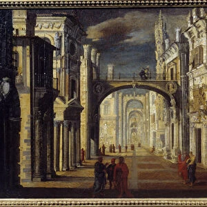 Perspective interior Painting by Francois de Nome (Monsu Desiderio) (1593-1644