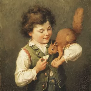 The Pet Squirrel (oil on canvas)