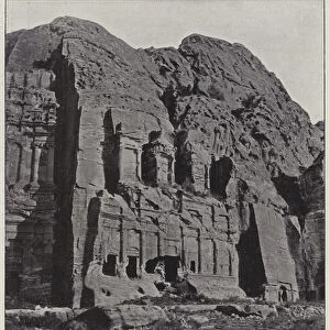 Petra, a tomb (b / w photo)