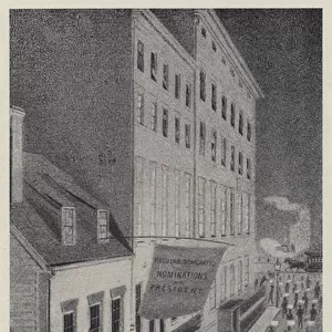 Pewter Mug Tavern and Tammany Hall, in Frankfort Street, 1860 (litho)