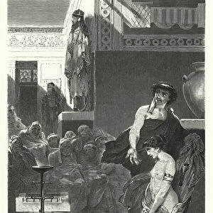Phryne, Ancient Greek courtesan, on trial for impiety, 4th Century BC (engraving)