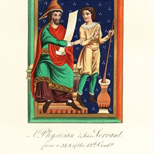 A physician and his servant, 13th century. 1842 (engraving)