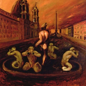Piazza Navona (oil on canvas)