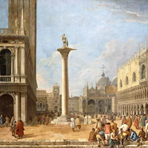 The Piazzetta, Venice, looking towards the Piazza San Marco, (oil on canvas)