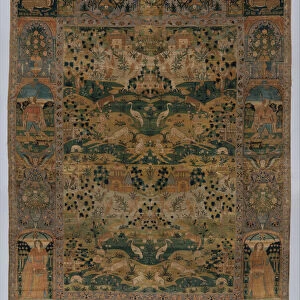 Pictorial Carpet with metal wrapped thread, 17th century (silk)