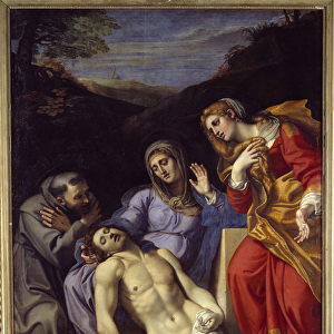 Pieta with Saint Francois of Assisi and Saint Mary Magdalene Painting by Annibale