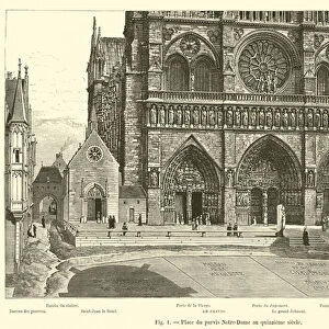 Place du parvis Notre-Dame au quinzieme siecle (engraving)