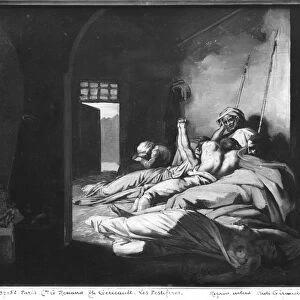 Plague Victims (oil on canvas) (b / w photo)