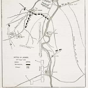 Plan of the Battle of Assaye, illustration from Cassell