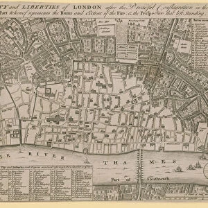 Plan of the City and Liberties of London after the dreadful conflagration in the year 1666 (engraving)