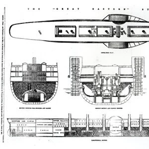Plan and cross sections of the Great Eastern steamship