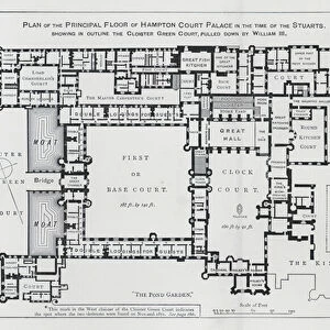 Plan of the Principal Floor of Hampton Court Palace in the time of the Stuarts (engraving)