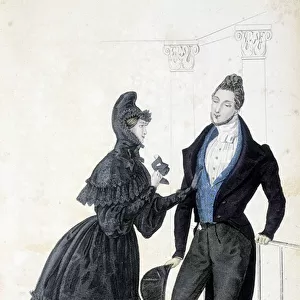 Plate illustrating the masculine and feminine fashion of the 1830s