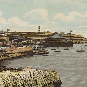 Plymouth: The Hoe and West Hoe Pier (colour litho)