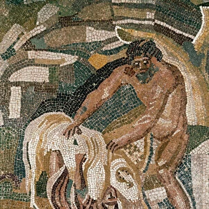 Polyphemus seeks Odysseus hidden under the sheep, from the Villa di Baccano (mosaic)