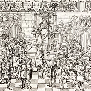 Pope Urban II presiding over the Council of Clermont in 1095, from Military