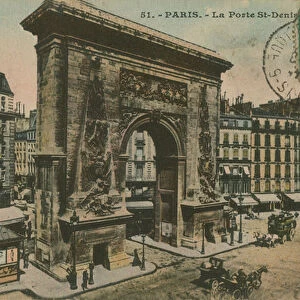 Porte Saint-Denis in Paris, France. Postcard sent in 1913
