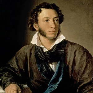 Portrait of Alexander Pushkin (1799-1837) (oil on canvas)