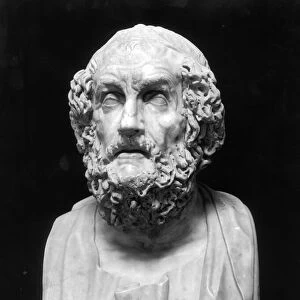 Portrait bust of Homer, copy after a Greek Hellenistic original (marble) (b / w photo)