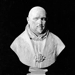 Portrait bust of Pope Paul V (1552-1621) (marble) (b / w photo)