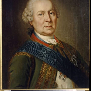 Portrait du comte Burckhardt Christoph von Munnich (1683-1767) (Portrait of Count Burkhard Christoph von Munnich). Peinture anonyme, huile sur toile, debut 19e siecle, classicisme