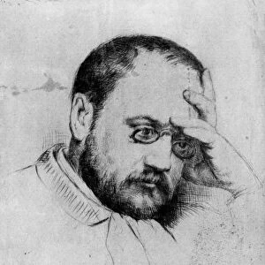 Portrait of Emile Zola (1840-1902) (pen and ink on paper) (b / w photo)
