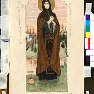Portrait de Euphrosyne de Polotsk (Eufrasinnia, Efrasinnia) (1110-1173) (etude pour une fresque de la cathedrale Saint-Vladimir de Kiev) - Oeuvre de Viktor Mikhaylovich Vasnetsov (1848-1926)