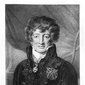 Portrait of Georges Cuvier (1769-1832) (litho) (b / w photo)