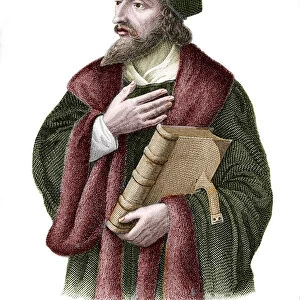 Portrait of Jan Hus (or Jean Huss, 1371 - 1415) Czech religious reformer