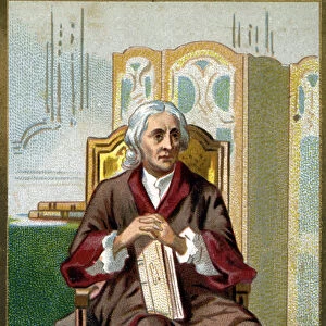 Portrait of John Locke (1632 - 1704) English philosopher. 19th century chromolithography