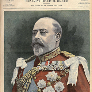 Portrait of King Edward VII of England. Engraving in "