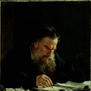Portrait of Lev Tolstoy (1828-1910) (oil on canvas)