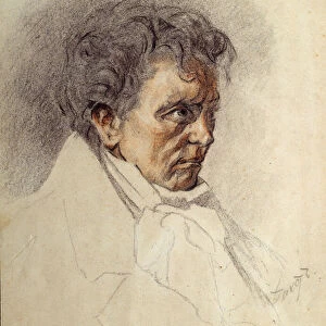 Portrait of Ludwig van Beethoven (w / c & pastel on paper)