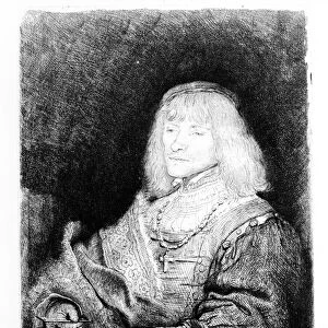 Portrait of a man at a desk, 1641 (etching)